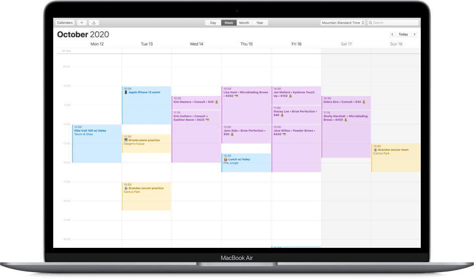 a macbook air with calendar displayed