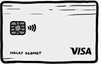 a line drawing of a credit card